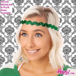 Hipsy Green Adjustable & No Slip Wave Bling Glitter Hair Headband